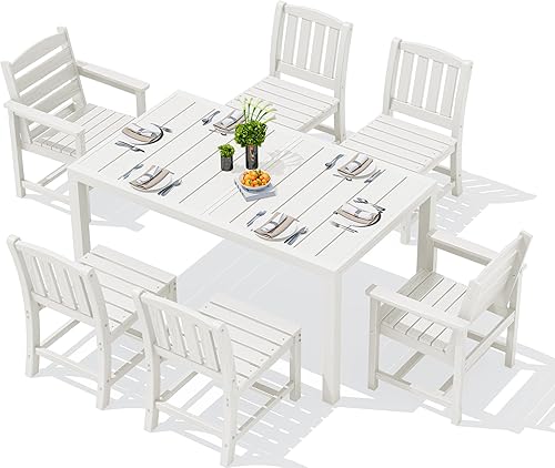 Miniatura 18 de SERWALL Juego de comedor para exteriores de 9 piezas, mesa de comedor expandible de 60 a 83 pulgadas y 8 sillas de polietileno de alta densidad