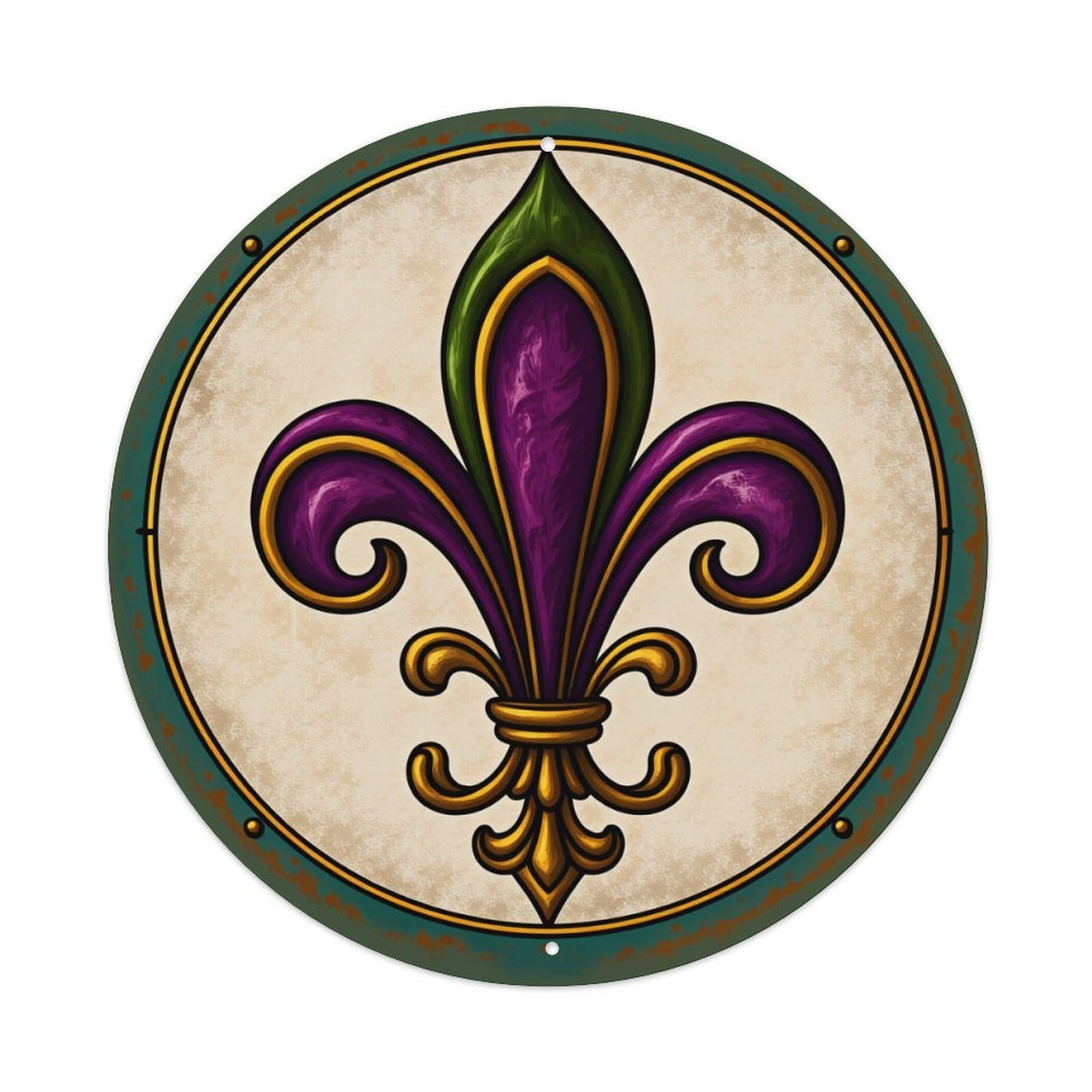 Fleur De Lis Emblem Design Metal Tin Sign Vintage Garden Bedroom Cafe Bar Man Cave Home Wall Decor Metal Poster 8x8 inches
