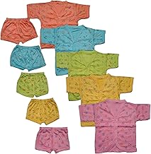 Newborn Baby Boys and Girls Summer Outfit Unisex Pure Hosiery Cotton Cloth Infant printed shirts & capri set 0-2 Months Multicolor combo pack of 5