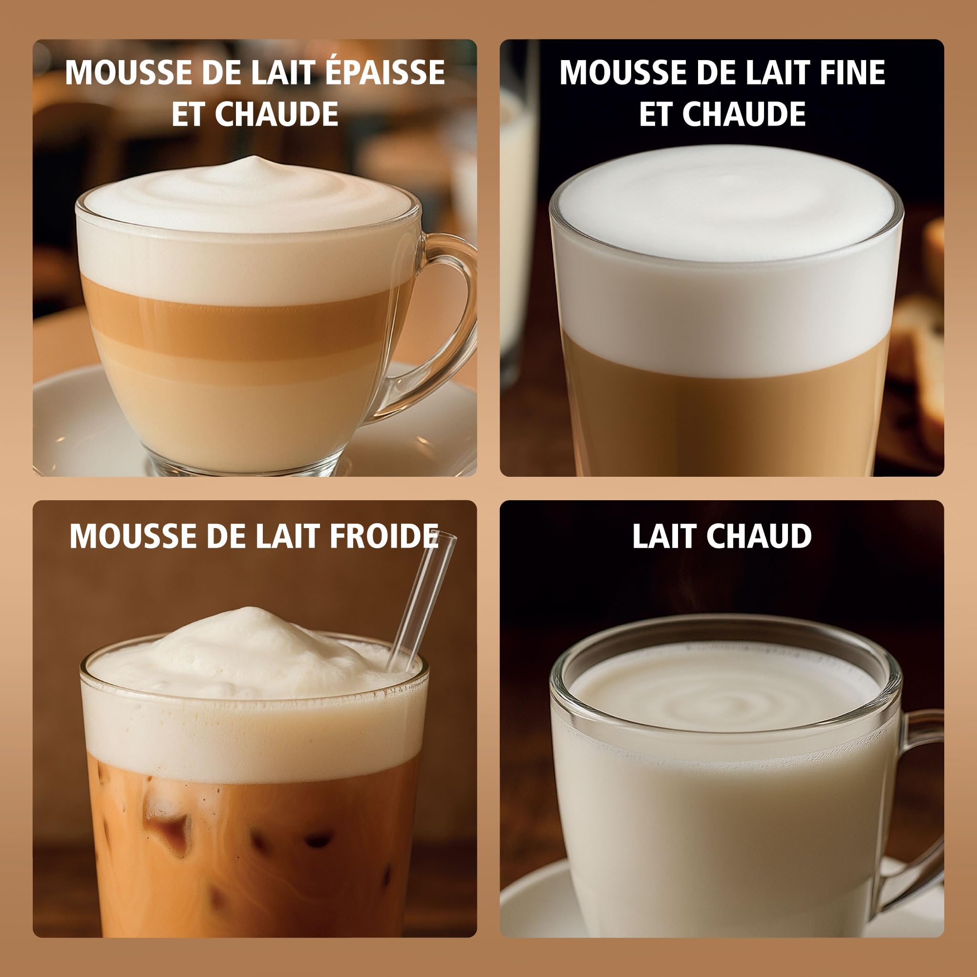 Frother Électrique Brabantia, 4-en-1, 300 ml, Moussage Chaud et Froid, Sans BPA ni PFAS, Cappuccino, Latte, Café Glacé, Chocolat Chaud, Noir, BBEK1048