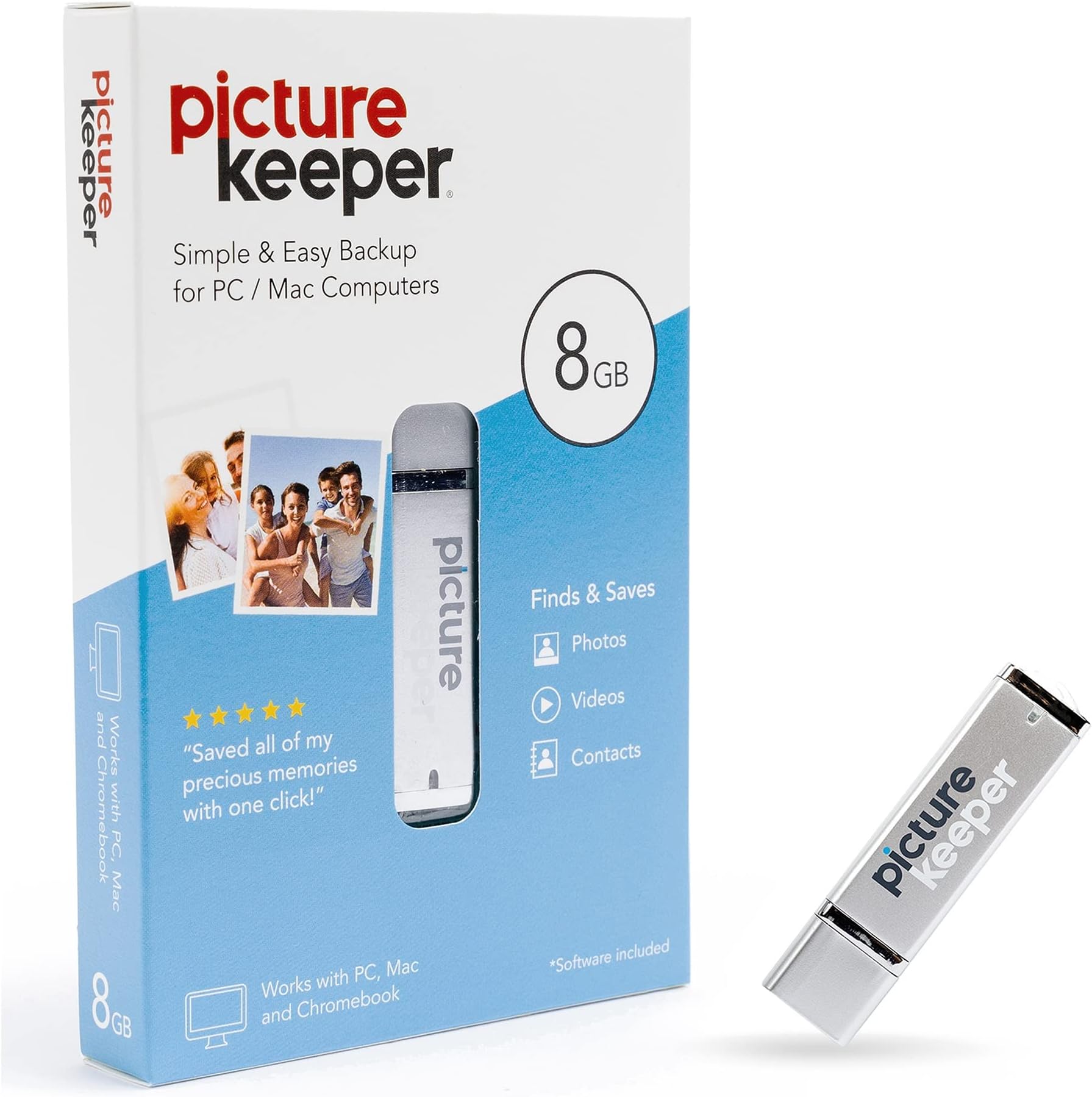 Picture Keeper Photo & Video USB Flash Drive for Mac and PC Computers, 8GB Thumb Drive