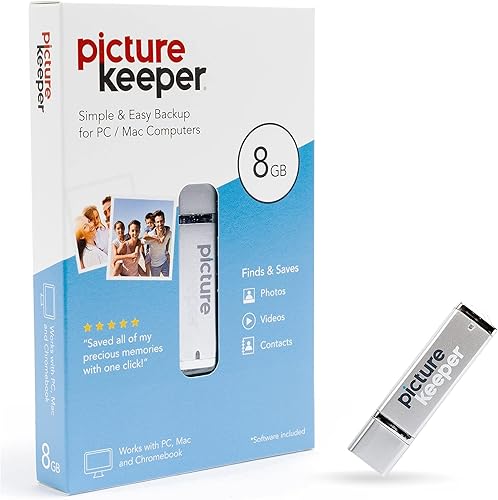 Picture Keeper Foto y video USB Flash Drive para Mac y PC, unidad de pulgar de 8 GB