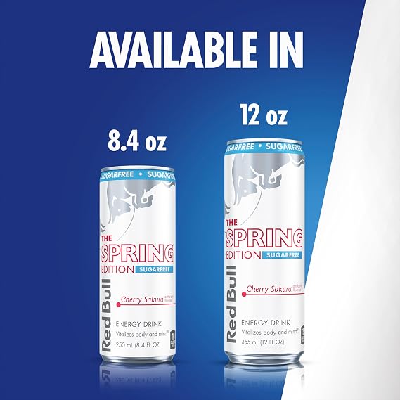 Red Bull Spring Edition Sugarfree Energy Drink, Cherry Sakura, 114mg Caffeine, Taurine & B Vitamins, 12oz. Pack of 24 Cans