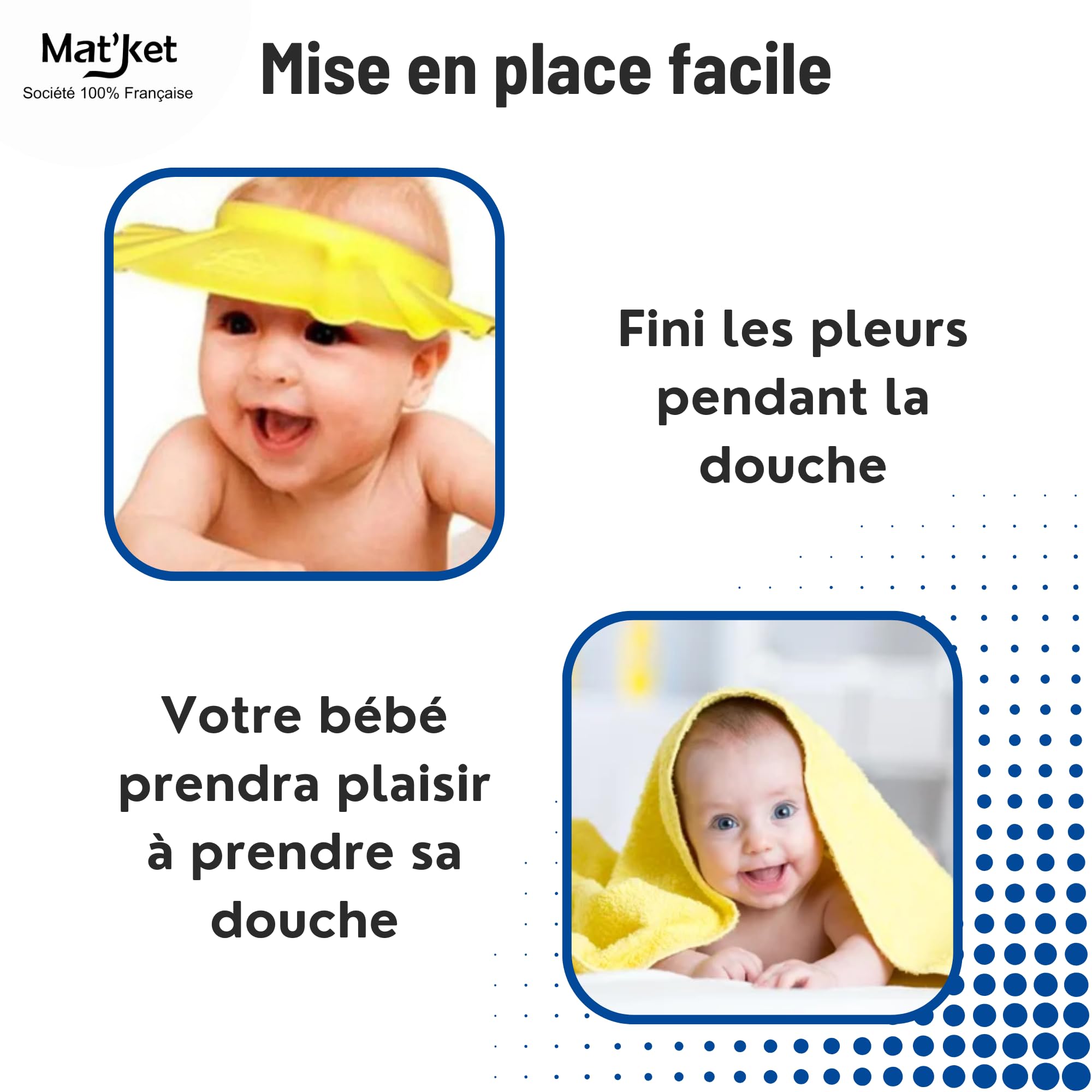 Casquette de Bain Enfant - Casquette De Bain Pour Bébé, Visière Bain, Chapeau Bebe, Idéal pour Shampoing Enfant et Douche Bebe