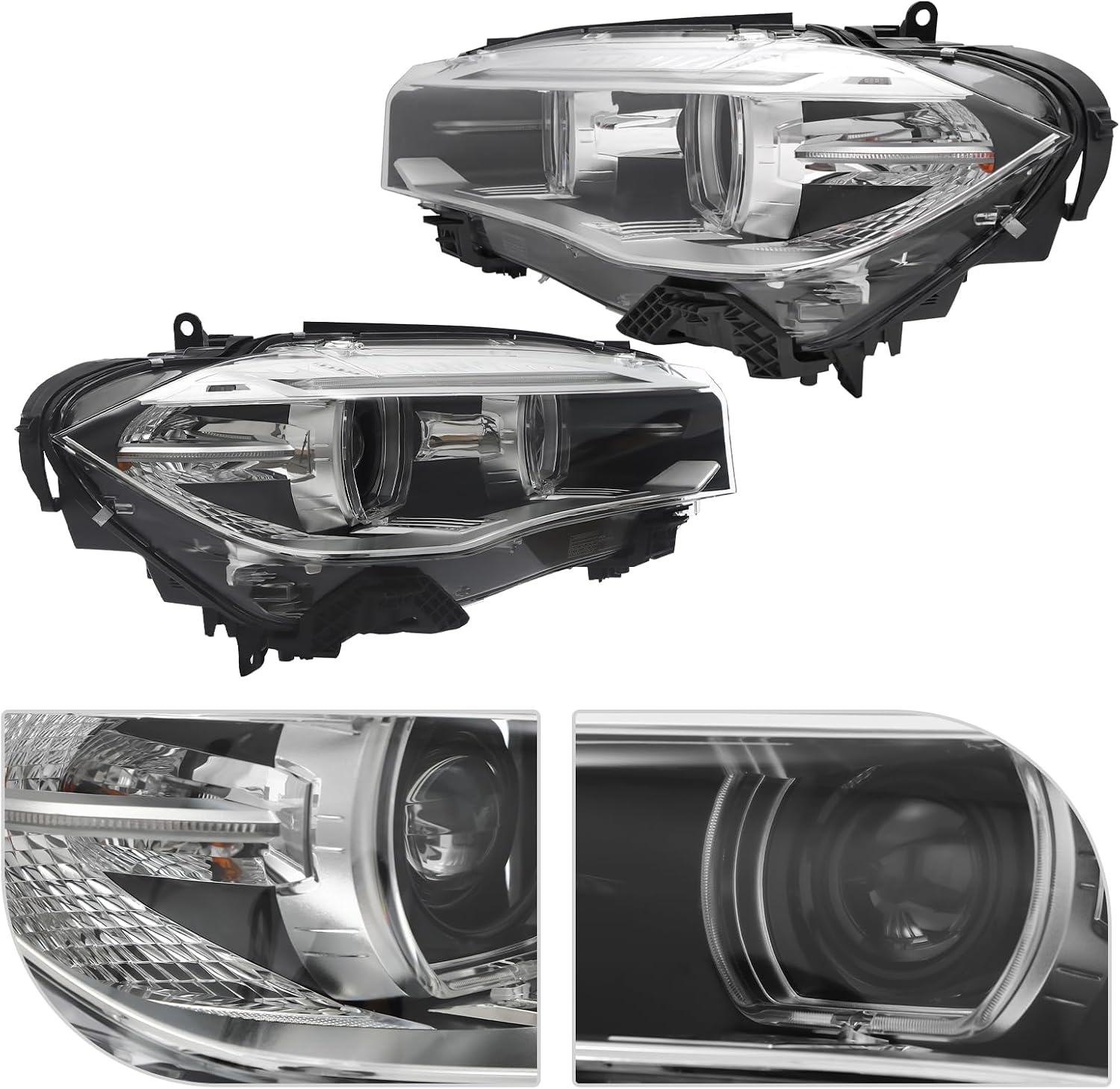 HID Headlight Assembly Left+Right Side for 2014-2018 BMW X5 F15 F85 sDrive35i/xDrive35i/35d/40e, Driver & Passenger Side Head Lights Direct Replacement Headlamps Assy Set (Left+Right)
