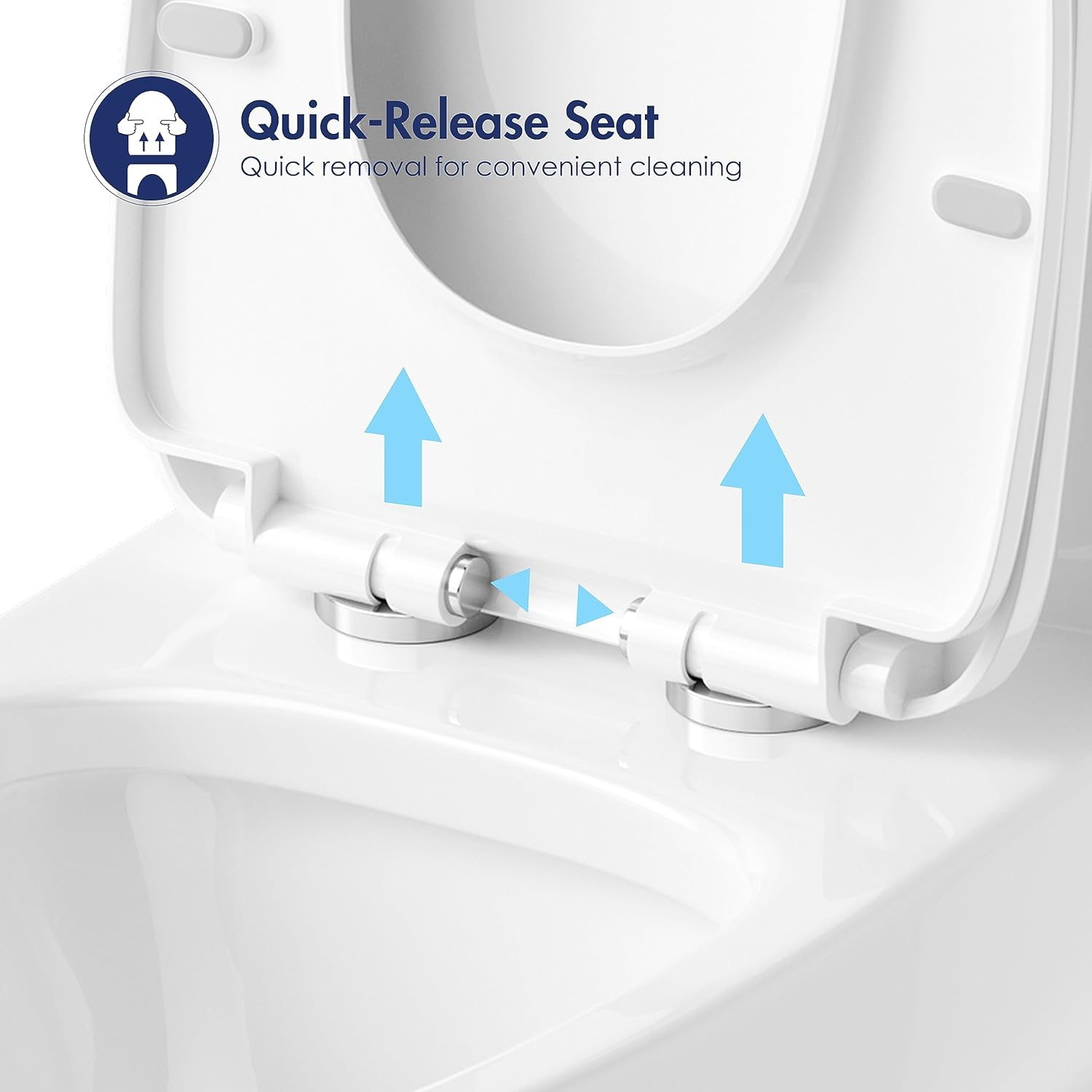 Image showing the quick-release mechanism of the toilet seat for easy removal.
