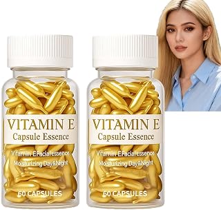 Vitamin E Capsules for Face Anti Aging Serum for Radiant Skin, Moisturizing Hydration, Reduce Fine Lines, Wrinkles, Skin Care, 60 Capsules (2pcs)