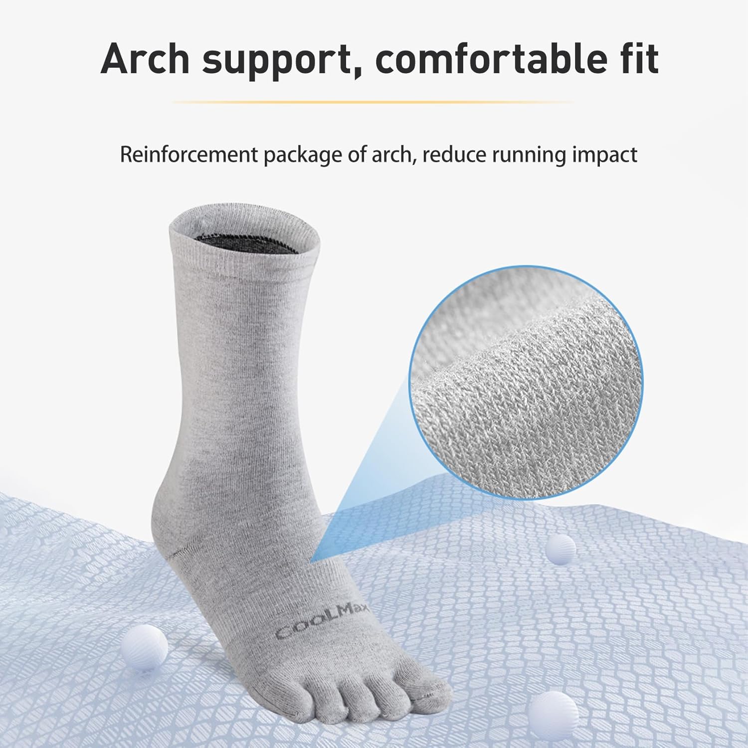 Toe Socks Liner Crew Socks for Men Women Cool-max Running Socks 3 Pairs Five Finger Socks