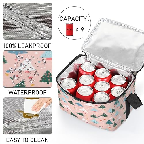 Miniatura 5 de Fun Winter Christmas Pattern Insulated Lunch Bag Women Reusable Lunch Tote Square Meal Bag for Adults Men Cooler Lunch Box for Work Travel Picnic