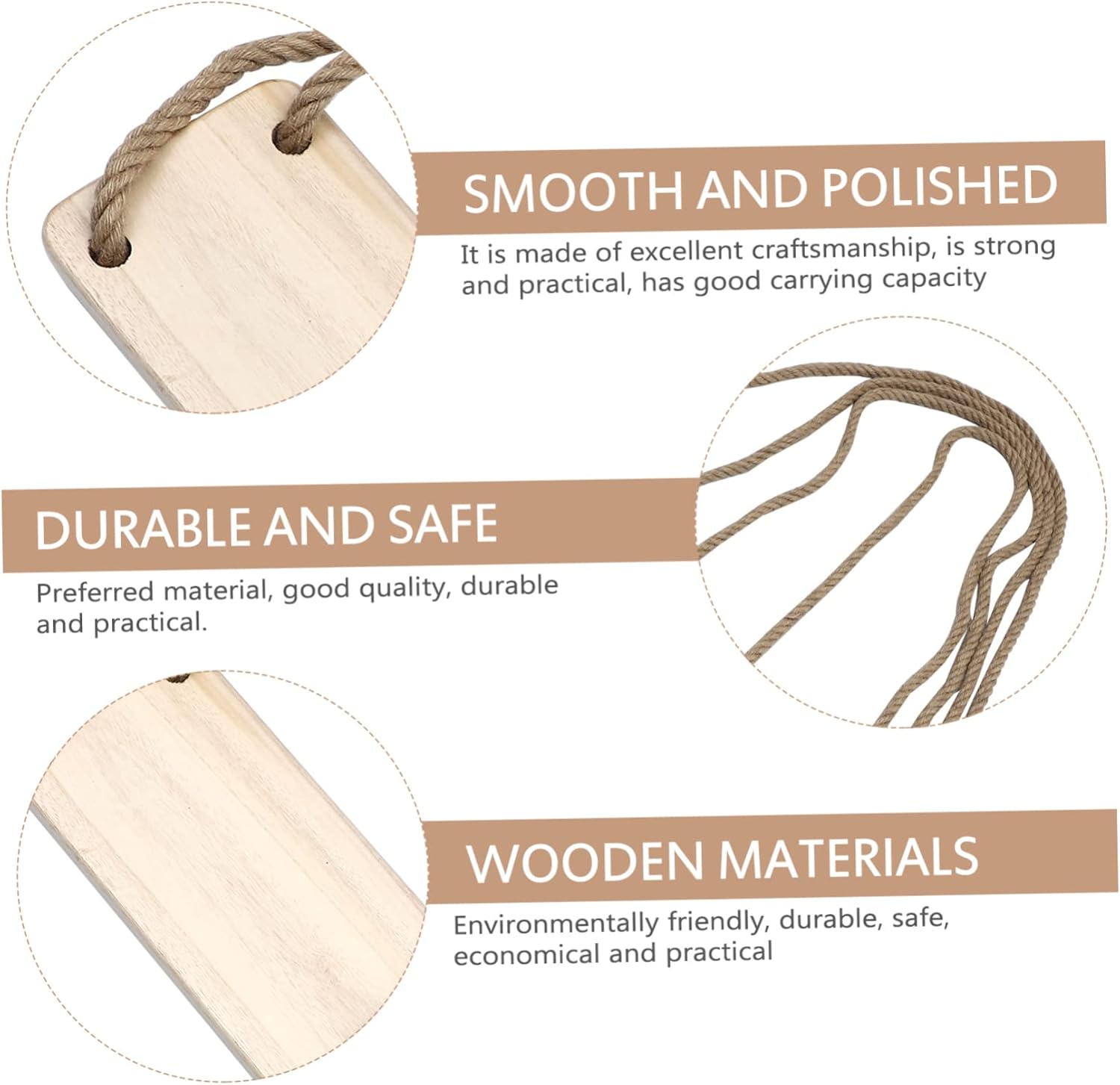 Wood Hanging Chair for Adults and Children 40 Rope Swing Safety Features Indoor and Outdoor Use Easy to Install Hanging Seat Toy