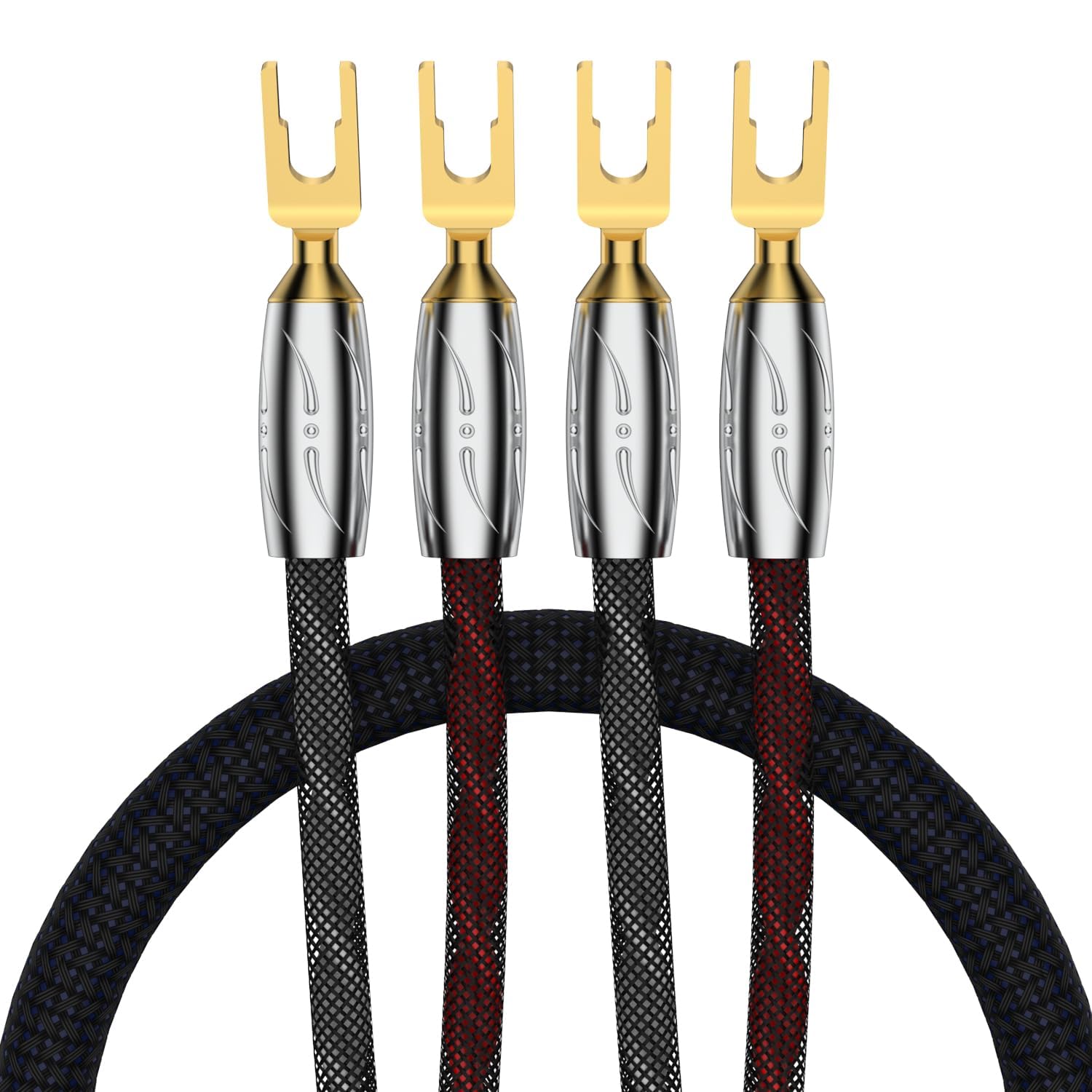Viborg Cavo per altoparlanti Prime SP/1, 16 AWG, cavo per altoparlanti Hi-End, con connettori a forcella VS701G in puro rame placcato oro (2 m)