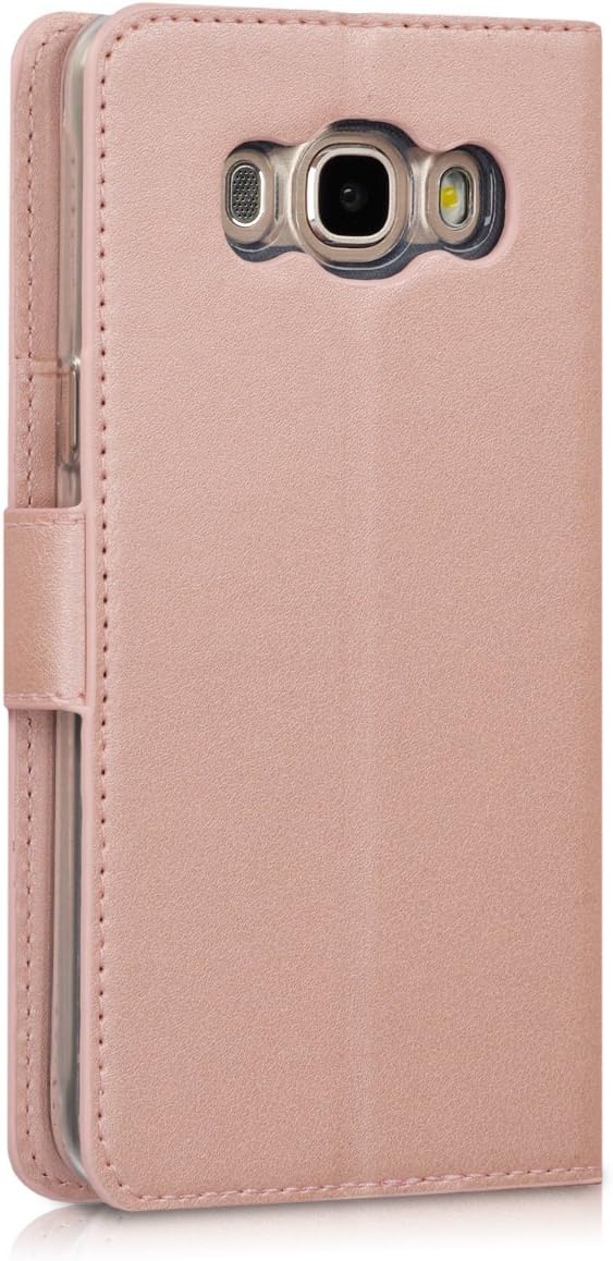 kwmobile Case Compatible with Samsung Galaxy J5 (2016) DUOS - Wallet Case PU Leather Phone Cover with Card Holder Slots - Rose Gold