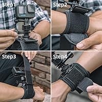 Vista 3 de SUREWO Soporte de correa de muñeca con adaptador de liberación rápida compatible con GoPro Hero 13/12/11/10/9/8/7/ 6/5 Negro, DJI Osmo Action 5
