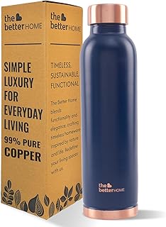 The Better Home Copper Water Bottle 1 Litre | 100% Pure Copper Bottle | BPA Free Water Bottle with Anti Oxidant Properties of Copper (Blue)