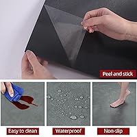 Vista 6 de WESTICK Azulejos de suelo de mármol gris para despegar y pegar de 12 x 12 pulgadas, azulejos de piso de baño, azulejos de vinilo autoadhesivos