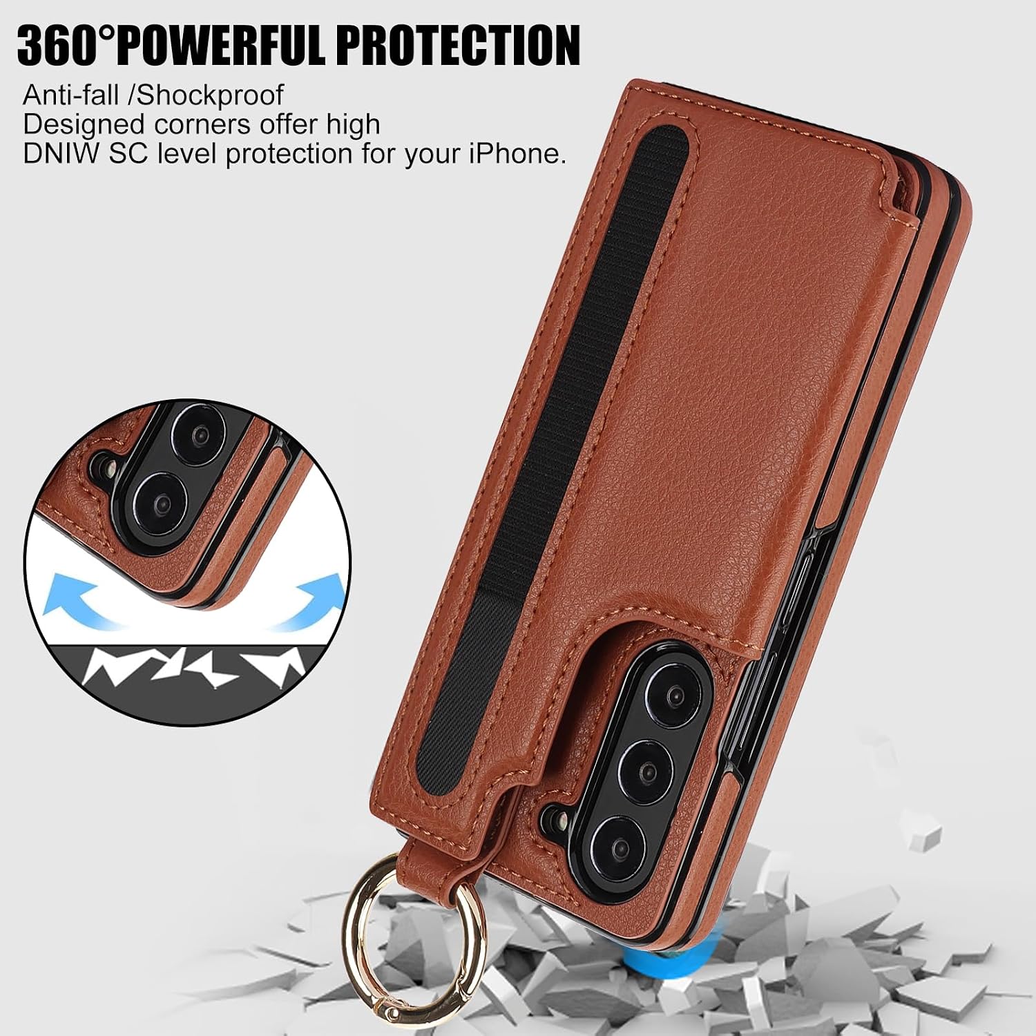 for Samsung Galaxy Z Fold 7 Wallet Case with S-Pen Holder and Credit Card Holder, Cash Slot, Front Tempered Glass Screen Protector & Reinforced Frame Protective Cover.(Brown)