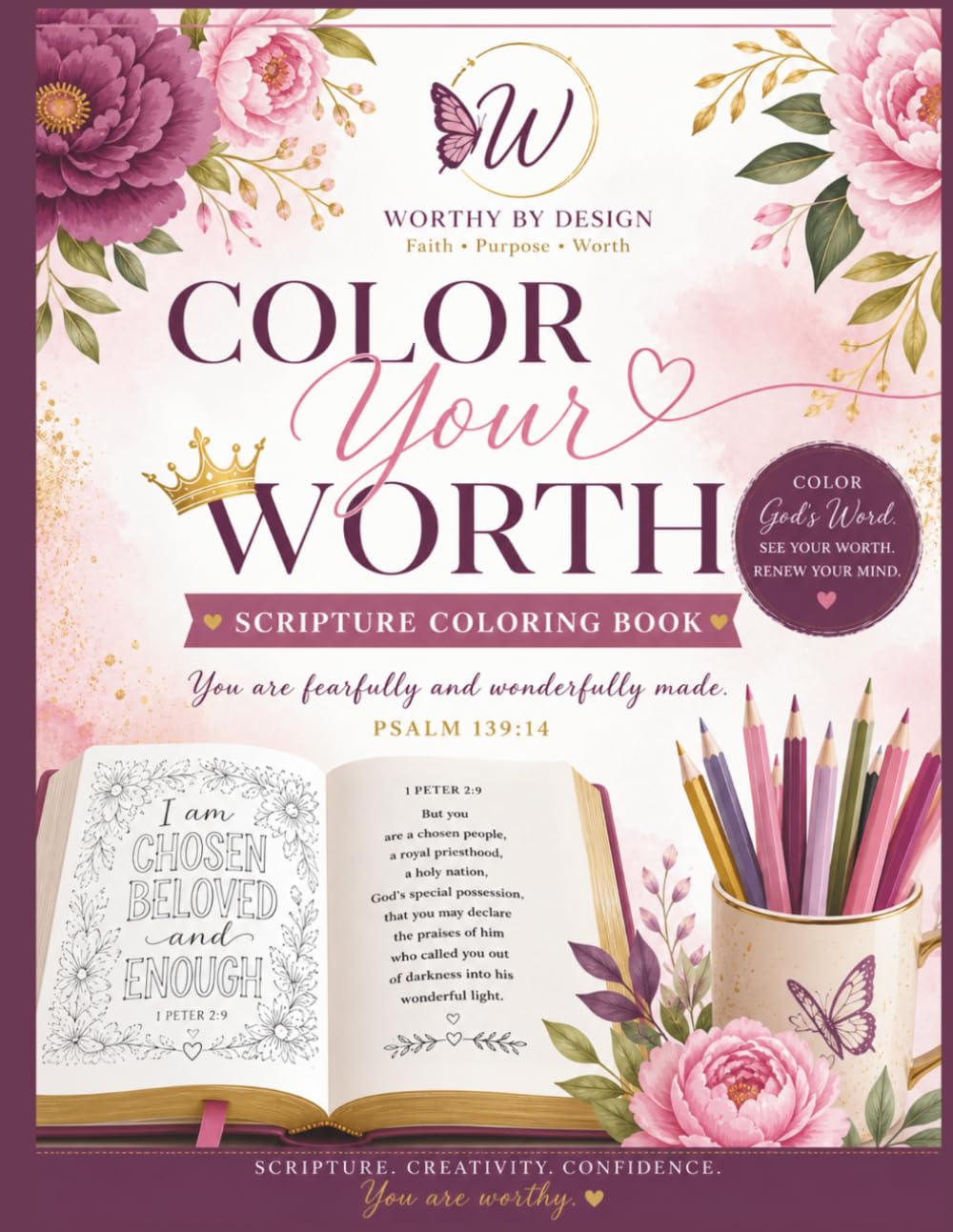 Color Your Worth Scripture Coloring Book: A Faith-Filled Scripture Coloring Journey to Help You See Your Worth, Renew Your Mind, and Walk in Truth
