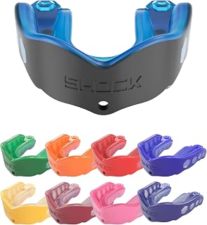 Shock Doctor Gel Max Mouthguard: Heavy Duty Exoskeletal Protection, Custom Gel Fit for Football, Hockey, MMA - Adult & Youth with Strap