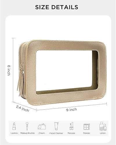 Miniatura 2 de Bolsas de maquillaje transparentes, bolsa de aseo aprobada por la TSA con cremallera, organizador de maquillaje transparente para artículos