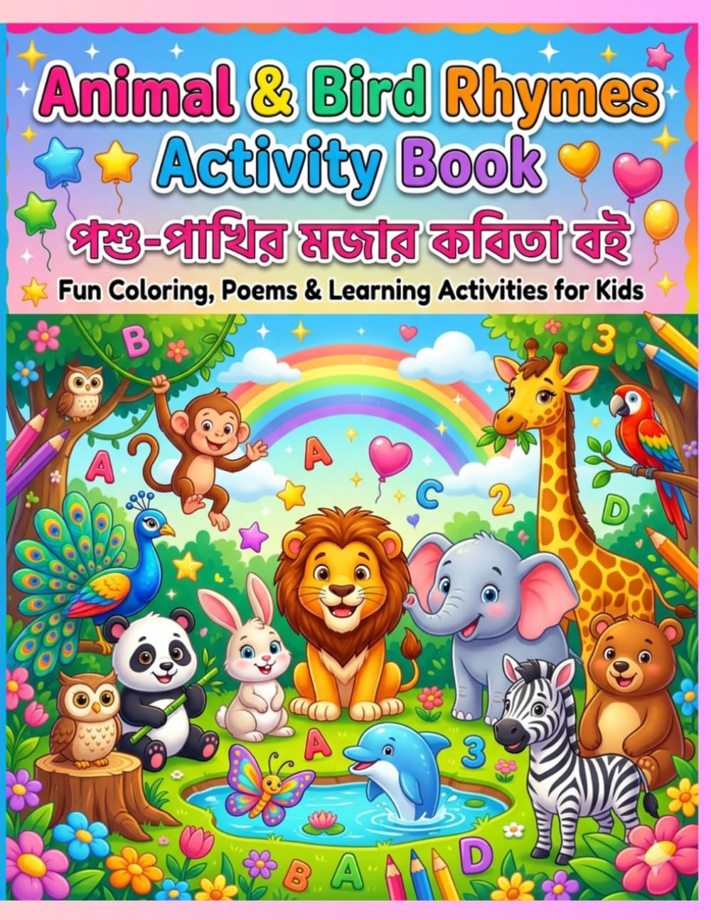 Animal & Bird Rhymes Activity Book,Fun Animal Coloring & Rhymes Book: Fun Coloring, Poems & Learning Activities for Kids