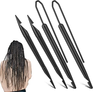 WJIAAA 4 Pack Interlocking Tool for Locs, Double Ended Dreadlock Crochet Hook and Latch Hook, Crochet Needle for Sister Locks Maintenance Dreads Hair Styling