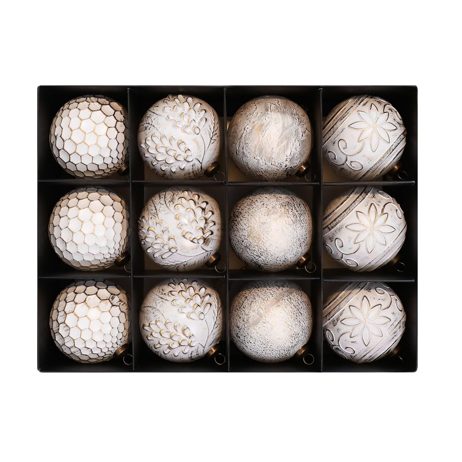 12Pcs Antiqued Christmas Baubles Decorations for Christmas Tree Hanging Ball Ornament for Holiday Party Centerpieces Ornament