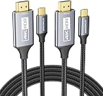 USB-C à HDMI câble 6Ft [4K@60Hz] Haute vitesse USB Type C à HDMI 2.0 Cordon tressé (Thunderbolt 3/4 Compatible) pour iPhone 15 Series, MacBook Pro/Air, iPad Pro, Galaxy S8 à S23