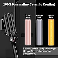 Vista 4 de kuwa Herramienta Rizadora de Cabello, Rizador de Ondas Playeras con 15 Temperaturas Variables, Rizador de 3 Cilindros, Rizador de Cabello