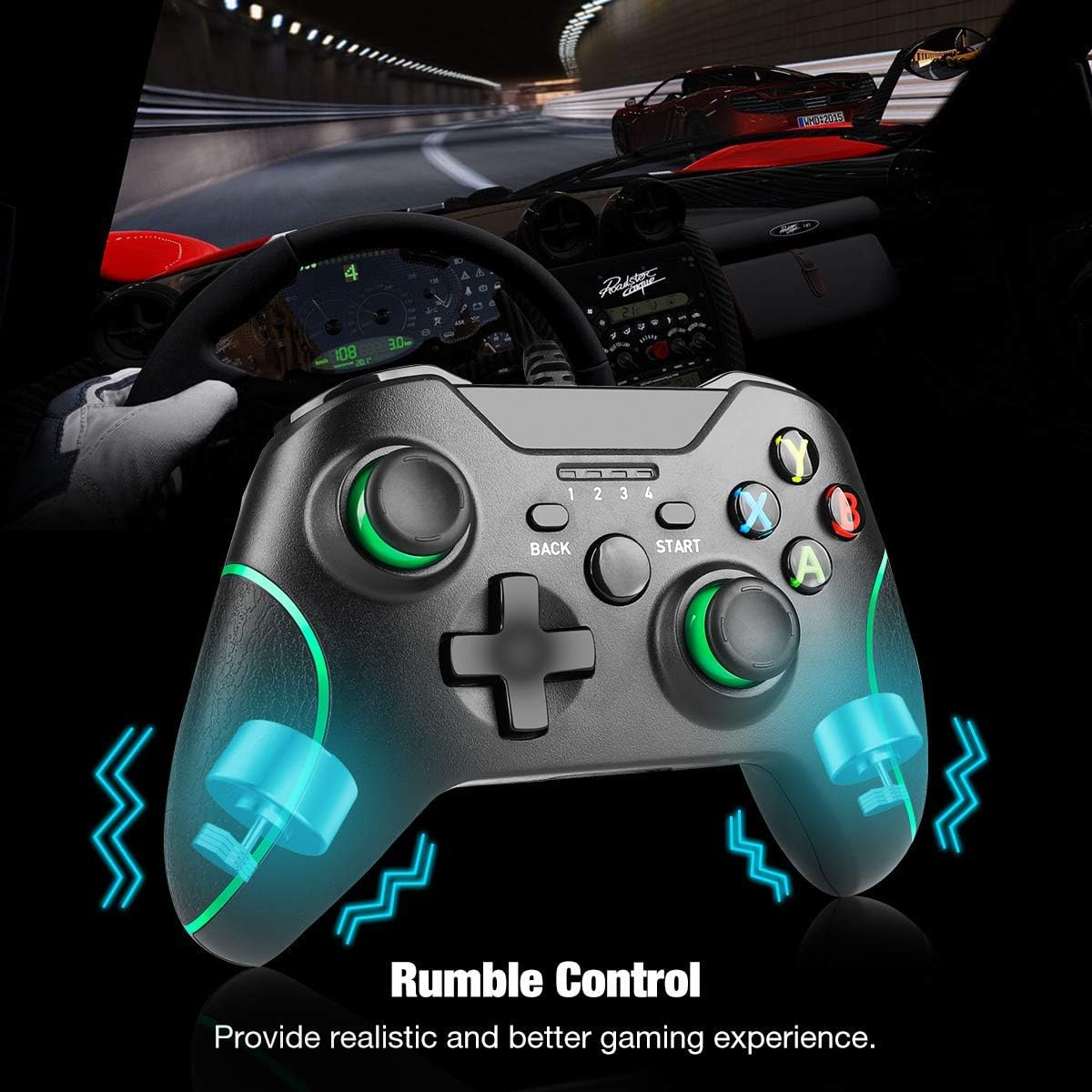 Xbox One Wired Controller, YAEYE Wired Xbox One Game Controller USB Gamepad Joypad Controller with Dual-Vibration for Xbox One PC Windows 7/8/10 (Black) (Renewed)