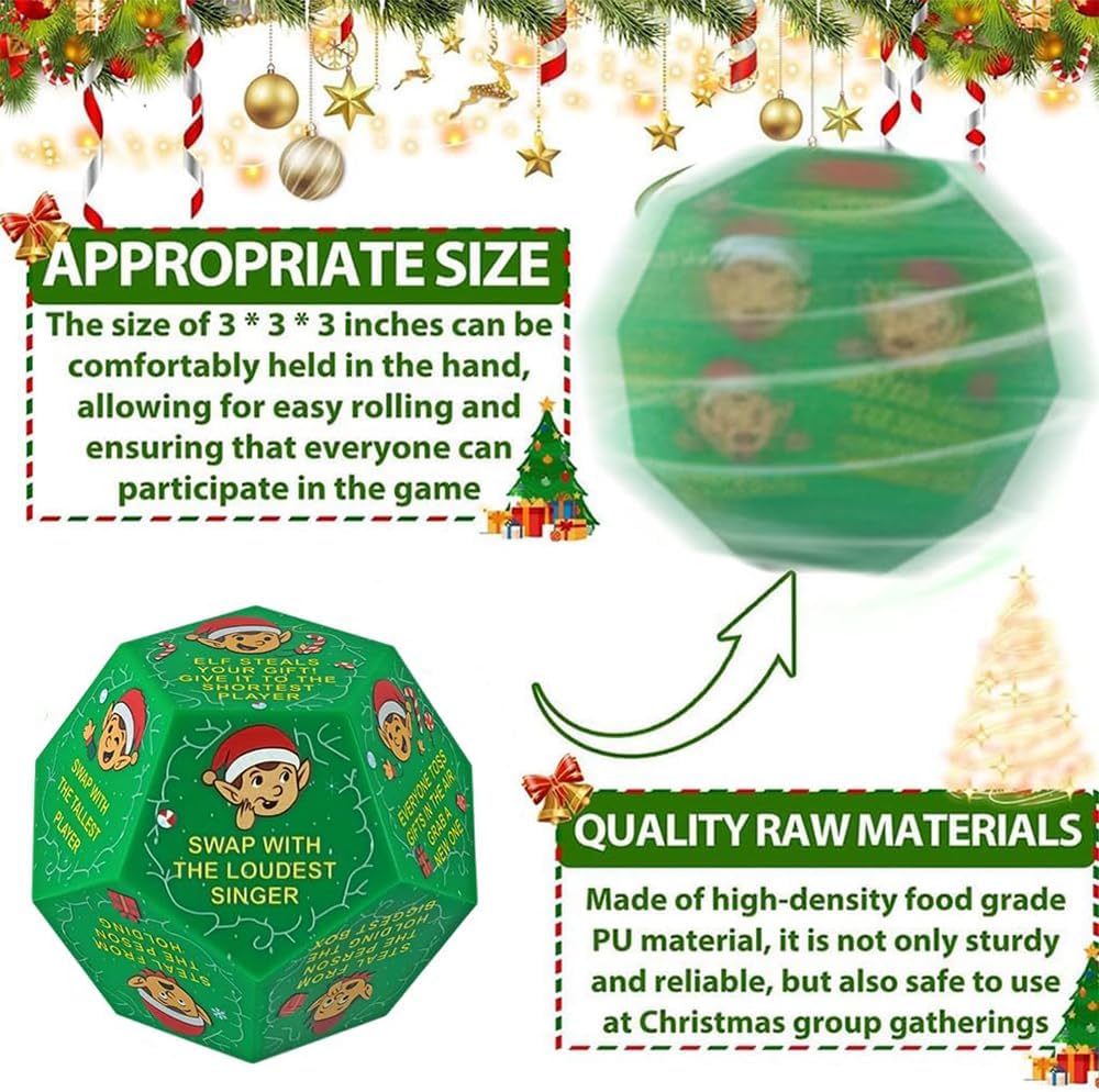 Santa Swap Gift Exchange Dice, 3 * 3 inches Exchange Gifts Family Game, Christmas Stocking Stuffers Gift Exchange Dice Games for Friends for Xmas, Birthday, Party and Family Night, Holiday
