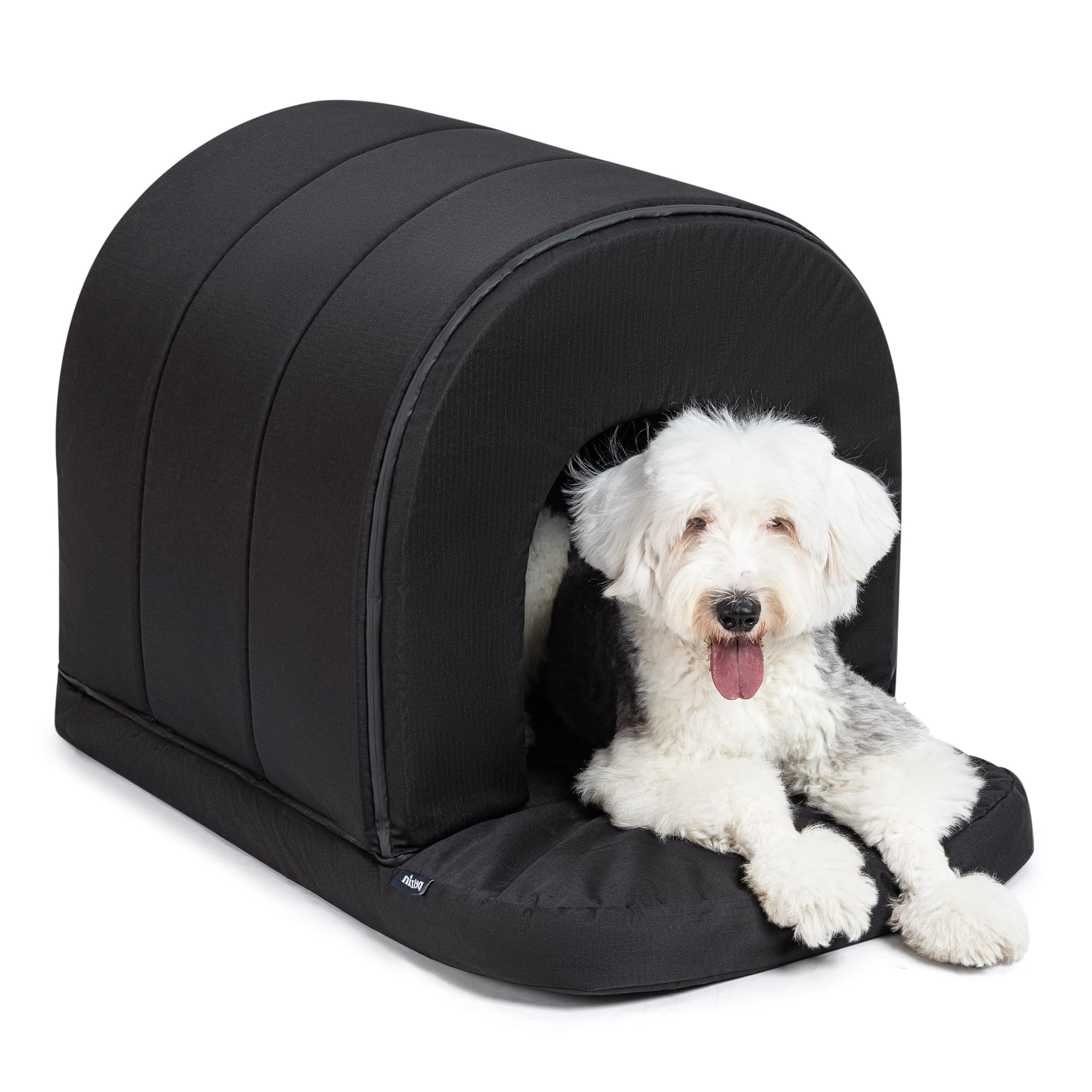 Pelzin Orthopedic Dog Bed House - Outdoor Waterproof Dog Kennel w/Porch - Scratch Proof Indoor Pet Shelter w/Egg-Crate Foam - Machine Washable - Fits 106cm Crate - Ideal for XL Breeds - 104x68cm