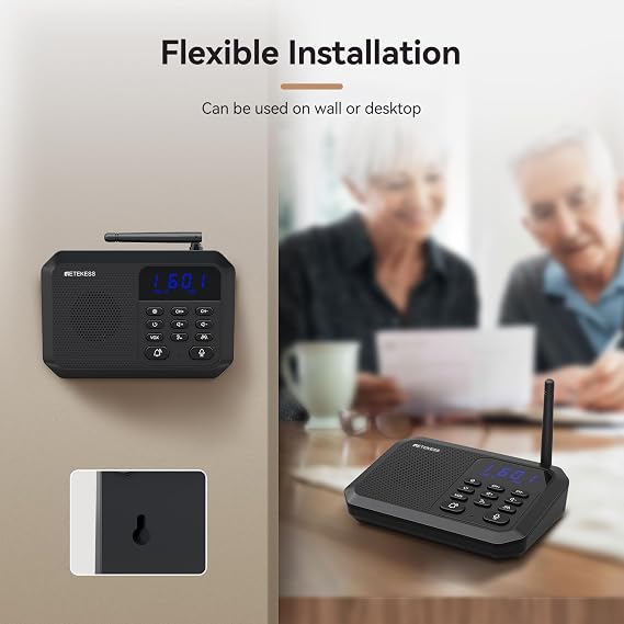 Retekess TH201 Intercoms Wireless for Home, Hands Free Intercom,Long Range 1 Mile, 22 Channel, VOX,Real-time Caring, Group Call, Real-Time Two Way Intercoms for Home,Business