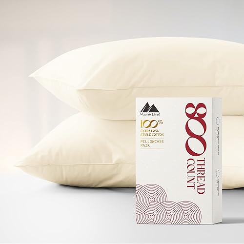 Mayfair Linen - Fundas de almohada de algodón egipcio de 800 hilos, 100% algodón puro natural, 100% algodón, para dormir, suave y sedoso tejido de