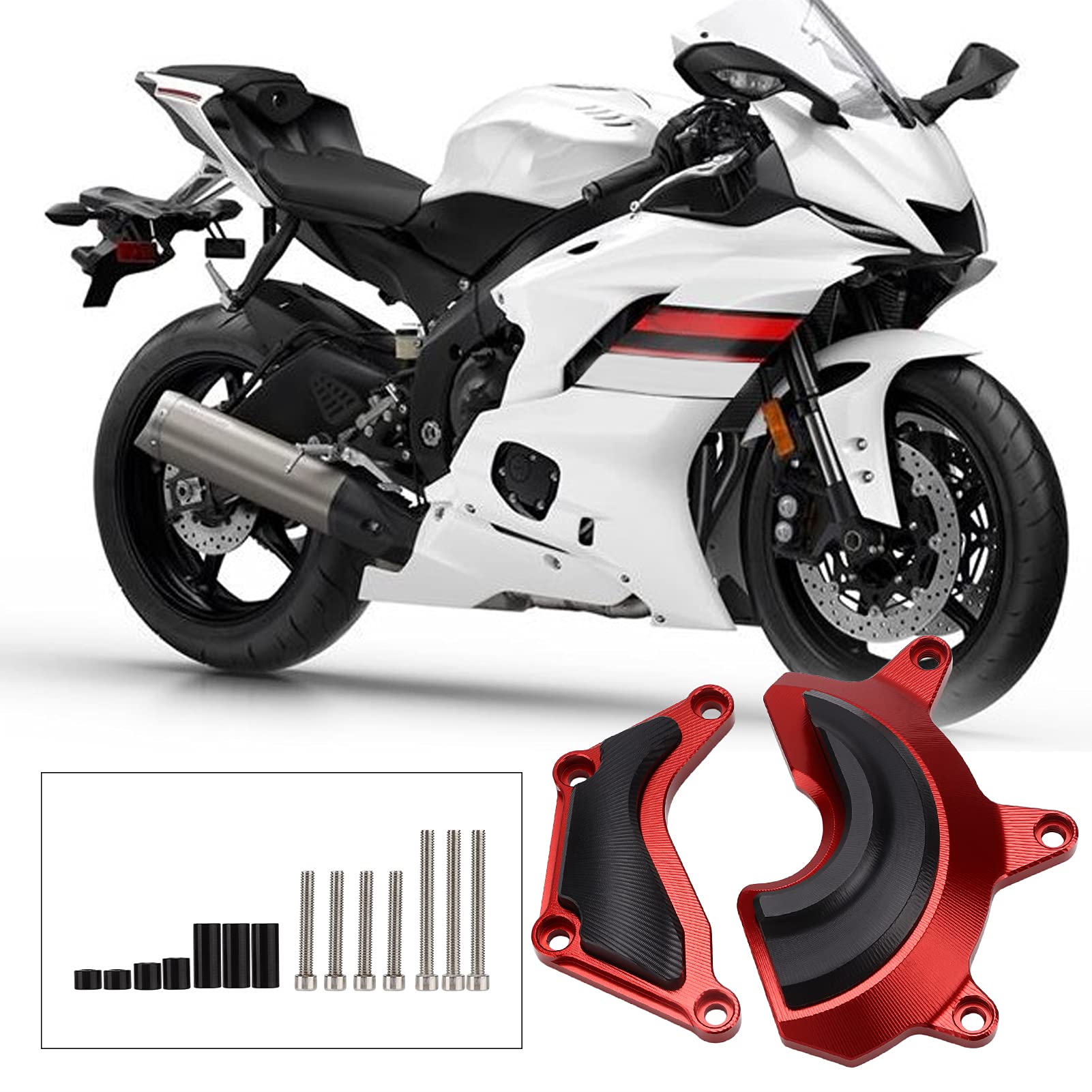 Cursore Copertura Motore per R6 YZF R6 2019-2021, Protezione Crash in Alluminio Durevole, Accessorio Moto Resistente Agli Urti, 2 Unità (Allevato)