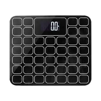 Digital Bathroom Scales for Accurate Body Weight Ultra Thin, Black Scale with Easy to Read LCD Display Auto Step On Design 4 Precision Weight Sensors Ultra Thin Black Scale, Batteries Included