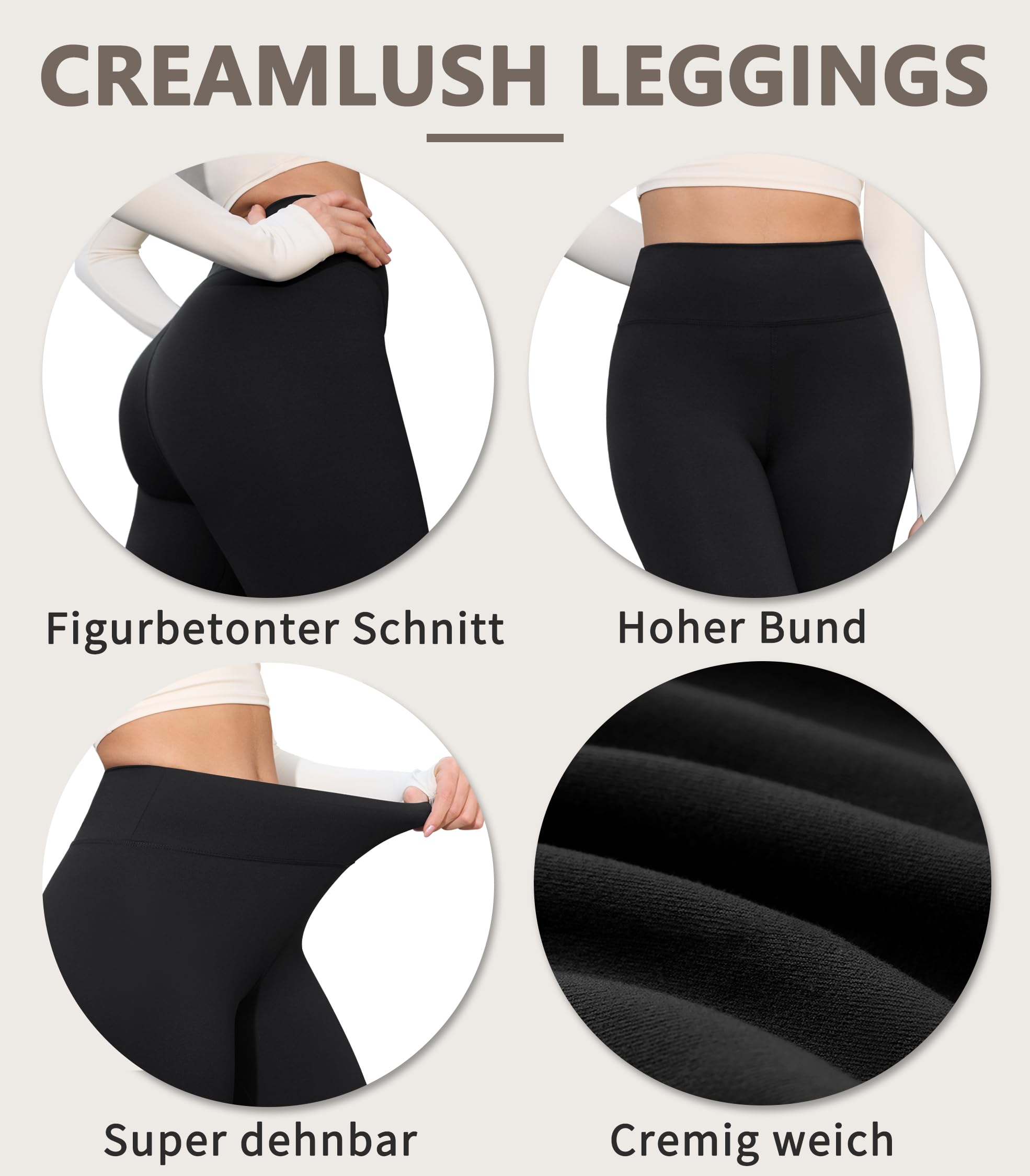 BAYDI Creamlush Capri Leggings Damen High Waist 3/4 Leggings für Yoga Pilates Freizeit Alltag