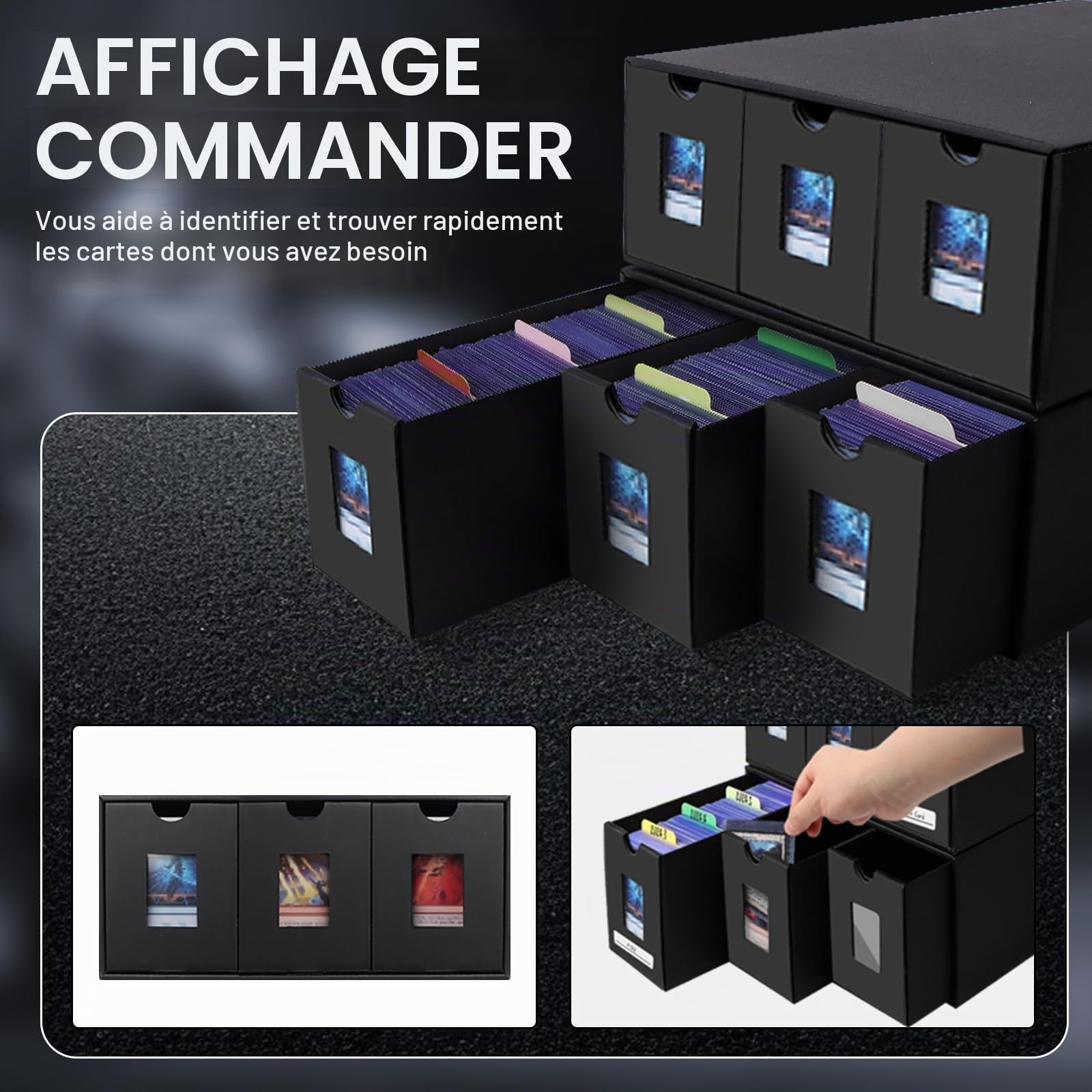 Boite Rangement Carte pour Plus de 10800 Cartes MTG, Deck Box Yugioh avec 72 Séparateurs et Étiquettes, Boite de Rangement Carte Assemblage Libre, Card Deck Box pour Magic TCG Sportive Cartes