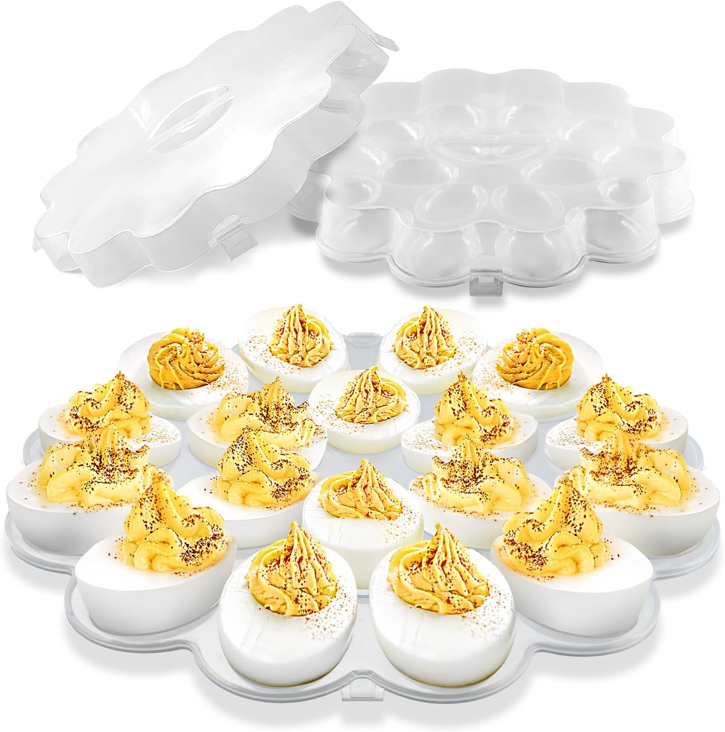 Shop Square Deviled Eggs Carrier with Lid - 18 Slot Deviled Egg Tray with Lid for Party, Easter, Thanksgiving - Reusable Platter