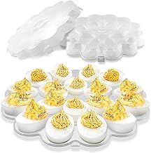 Shop Square Deviled Eggs Carrier with Lid - 18 Slot Deviled Egg Tray with Lid for Party, Easter, Thanksgiving - Reusable Deviled Egg Platter with Secure Lid