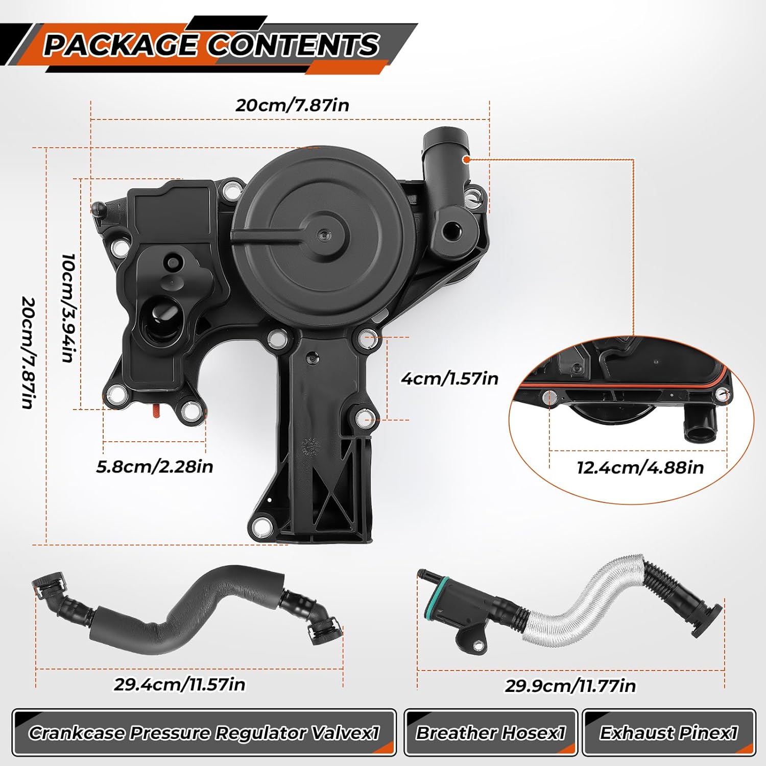 ACLONG PCV Valve Engine Crankcase Vent Valve Oil Separator with Breather Hose Kit Fit for Audi A3 A4 A5 Q5 Quattro Fit for Volkswagen VW Beetle EOS CC GTI Jetta Tiguan Passat Replaces 06H103495B