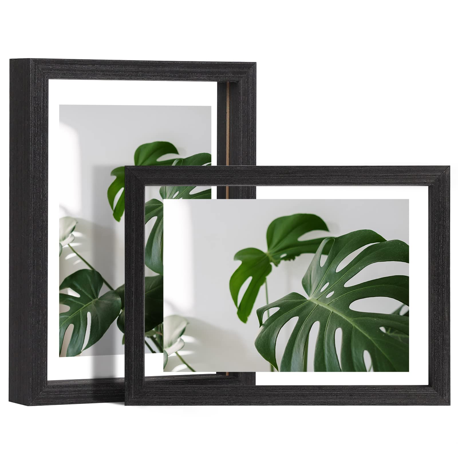 Snapklik.com : 5x7 Floating Frames Set Of 2, Double Glass Picture Frame ...