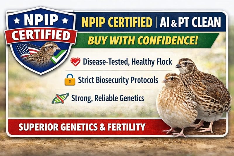 Más de 15 huevos fértiles para incubar de codorniz gigantes - Línea JMF Meatmaker - Certificado NPIP y limpieza por IA - Embalaje de espuma seguro