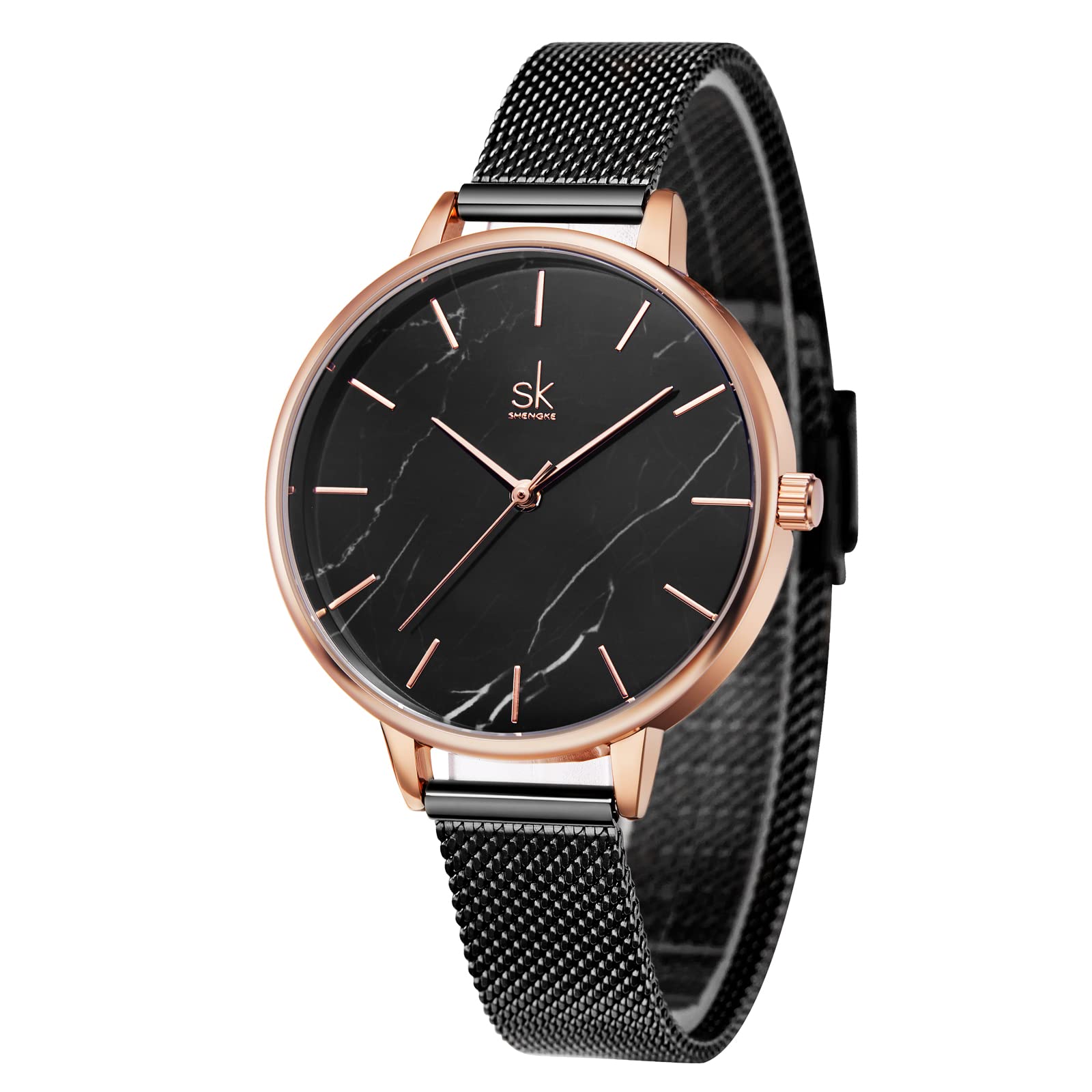 SHENGKE Creative Watch Ultra-Thin Strap Casual Fashion Quartz Minimalist Watch, Black(0137L06), Japanese (B08FDMQVYY) Amazon Price History, Amazon Price Tracker