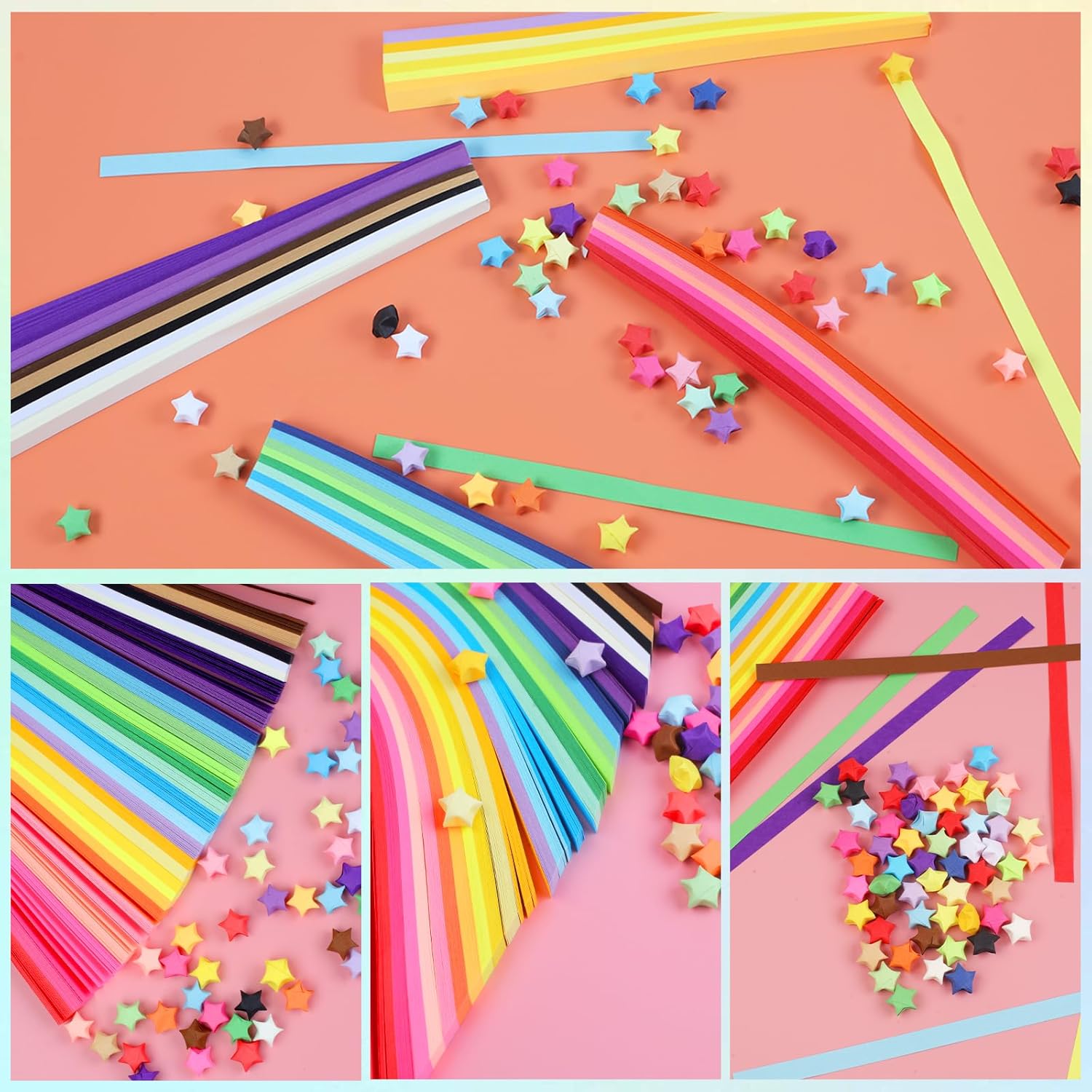 Phinus 2060 Sheets Origami Paper - 27 Color Assortment, Double Sided Star Paper Strips for DIY Hand Art Crafts thumbnail