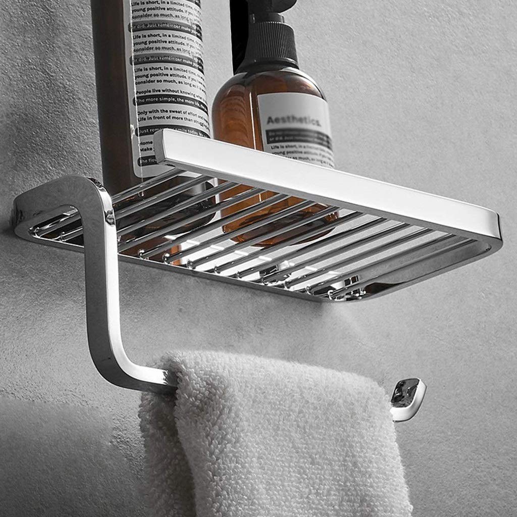 Estante de baño Almacenamiento de baño, Estante de baño Estante de Ducha de baño Organizador montado en la Pared de Estilo Moderno Metal Resistente al Agua a Prueba de Herrumbre (Color:Plata