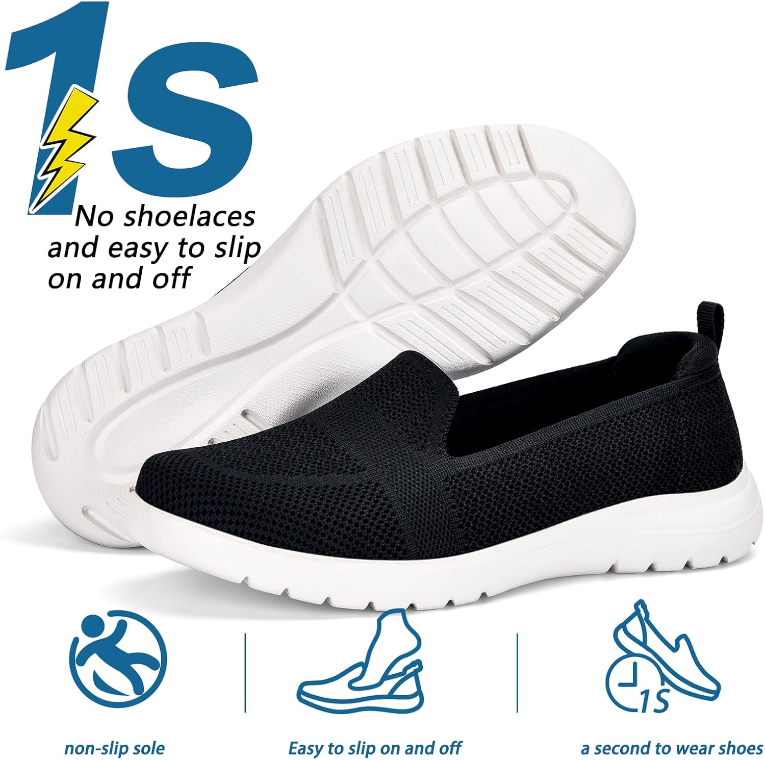 Buyrew Loafers for Women Comfort Slip On Walking Shoes Knit Dressy Comfortable Business Casual Work Flats - Image 4