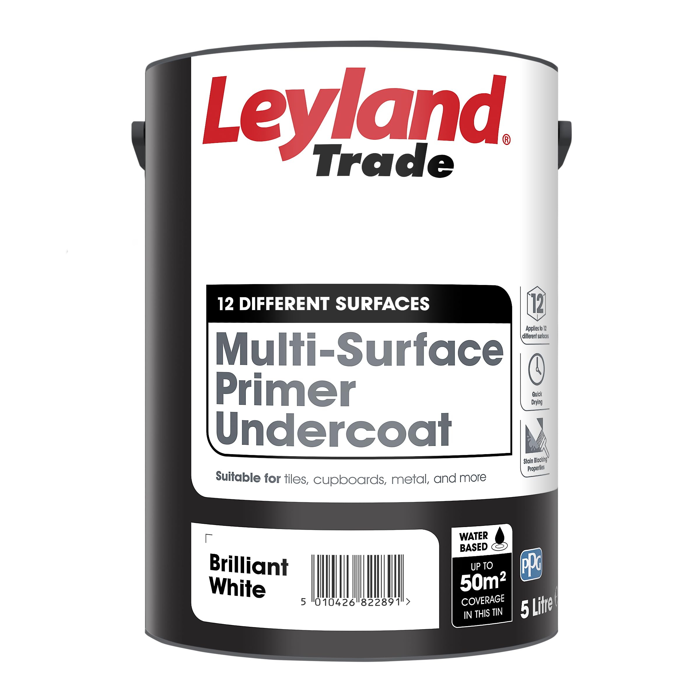 Leyland Trade Multi-Surface Primer Undercoat - Brilliant White - 5L