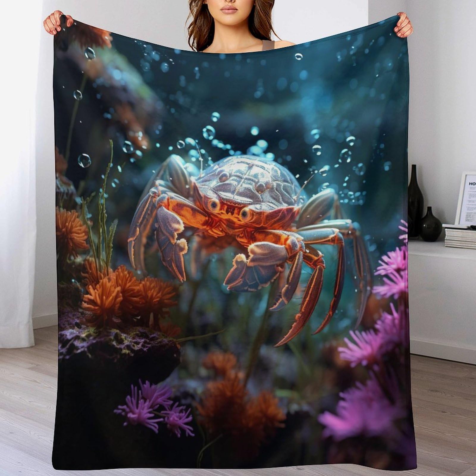 Couverture moelleuse de qualité supérieure en flannel crabe