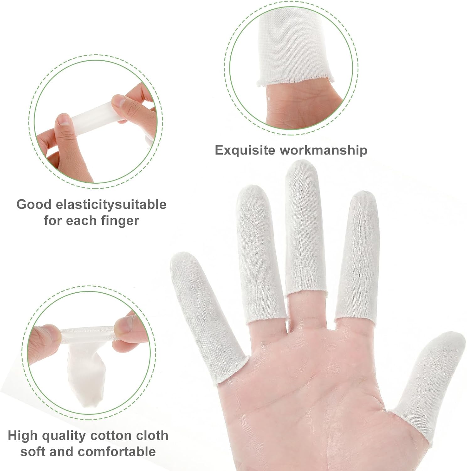 100 Pcs Finger Gauze Sleeve, Cotton Finger Cots Fingers White Toe Sleeves Thumb Protector Covers Condom Fingertips Protective Cushion Comfortable Reusable for Men Women