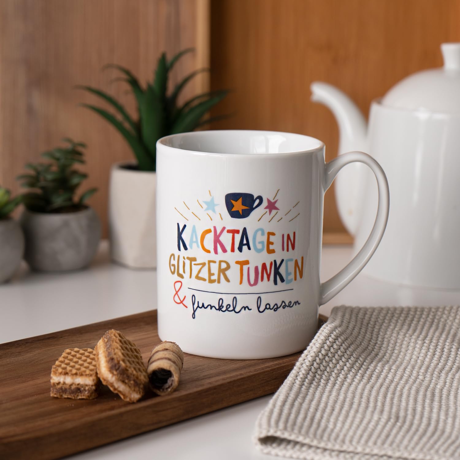 H:)PPY life 47376 - Taza XL de porcelana (60 cl), diseño de flores (Paquete de 4)